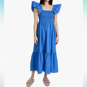 o.p.t Blue Ruffled Sleeve Maxi Dress